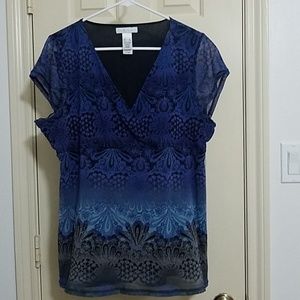Liz Claiborne Blue Paisley Pattern Top